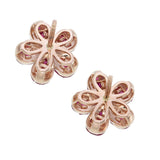 18K Rose Gold Invisible Set Ruby Floral Studs with Diamond Accent back view 
