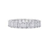4 carat emerald cut diamond full eternity band in platinum shared prong setting front view
