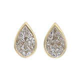18KT yellow Gold Illusion Pear Diamond Bezel Stud Earrings