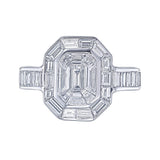 Luxury Emerald-Shape Pie-Cut Diamond Ring with Baguette Halo