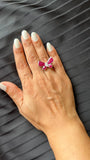 AR1329-Invisible set butterfly ring with Ruby & diamonds