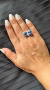 AR1330-Mystery Invisible set Blue sapphire &amp; diamonds on a butterfly ring