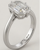 Modern 18K White Gold Bezel Set Pie-Cut Illusion Diamond Solitaire Ring