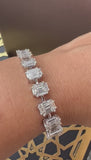 18k White Gold Emerald-Cut Diamond Illusion Bracelet on hand 