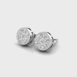 Minimalist Round Diamond Bezel Illusion Solitaire Studs close up view 