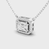 East-West Baguette Illusion Emerald Diamond Double Prong Halo Necklace video