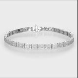 18k White Gold Baguette and Round Diamond Cluster Tennis Bracelet video