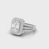 Pie Cut Diamond Double Halo Ring – 1.50 CTW in 18K White Gold