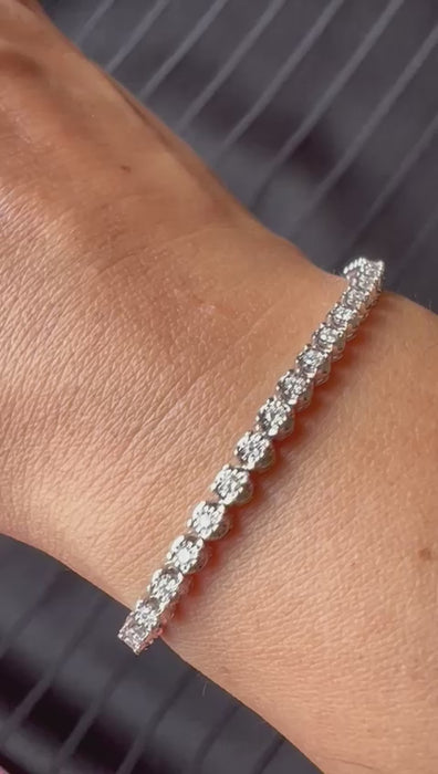 18KT White Gold Round Diamond Tennis Bracelet-1.00 ct 360 deg video 