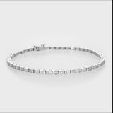 18kt white gold alternating baguette round diamond tennis bracelet 1.50ct VS FG, AB076 close video 