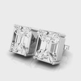 Pie-Cut Emerald Diamond Stud Earrings | 4ct Solitaire Look | 18kt White Gold
