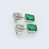 Piecut diamond stud & Emerald Earrings – Custom Fine Jewelry Manufacturing | 18K Gold High Jewelry