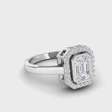 18KT Yellow Gold Pie-Cut Emerald Diamond Halo Engagement Ring 360 VIDEO