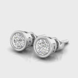 18kt gold bezel set round brilliant diamond stud earrings TER037, 0.50ct, F–G VS clarity, customisable from 0.10ct, yellow white rose gold