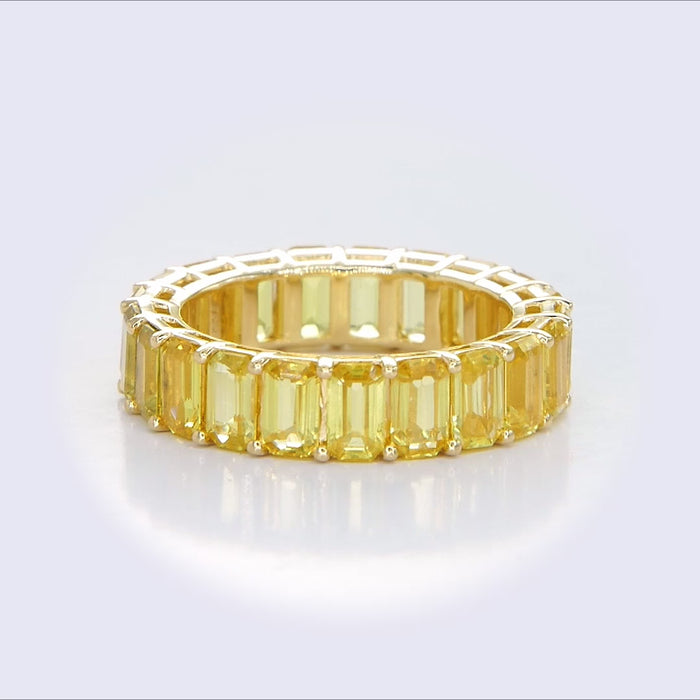 18KT Yellow Gold Emerald-Cut Yellow Sapphire Full Eternity Band Ring video 