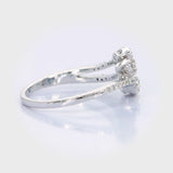 18KT White Gold Baguette and Round Diamond Cluster Bypass Ring