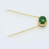 18KT Yellow Gold Oval Emerald Diamond Halo Pendant Necklace video close up