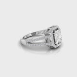 18kt gold pie-cut emerald diamond halo ring TR004, 1.00ct total, octagonal halo and split pavé band, yellow white rose gold