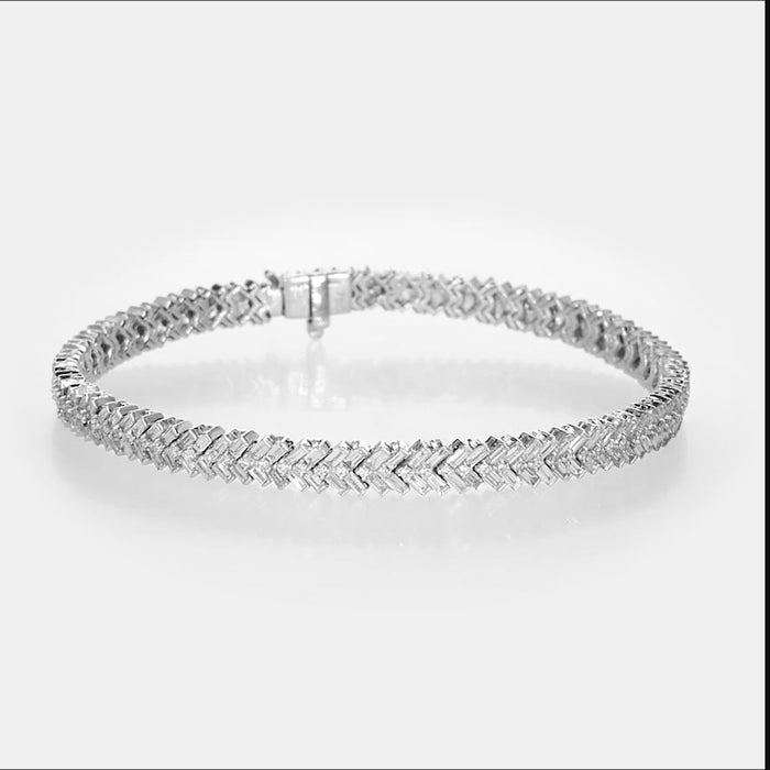 18kt gold chevron baguette diamond tennis bracelet AB079, 3.30ct total, F–G VS clarity, 7 inch, yellow white rose gold