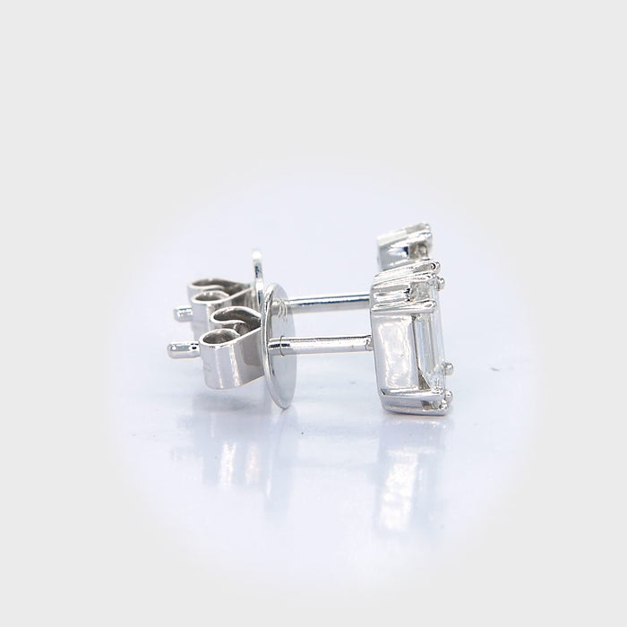 piecut diamond earstuds minimal 1 ct face up push backs Made in Thailand 360 deg video 