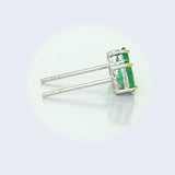 18kt white gold vivid green oval emerald stud earrings 6x4mm claw set AE214 close up video