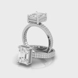 Pie-Cut Emerald Diamond Ring | 0.70ct Centre | Pavé Band video 
