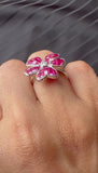 18kt white gold invisible set ruby orchid flower ring rotating video