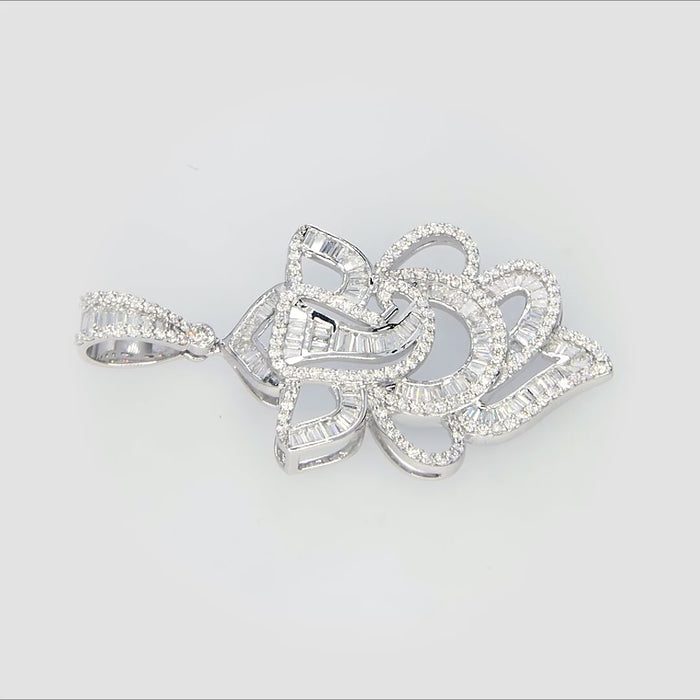 18kt gold diamond Ganesha pendant APD057 rotating 360 degrees — 2.60ct total diamond weight combining channel-set baguettes and round brilliant pavé across full Ganesha and lotus silhouette, 5cm length, available in yellow white and rose gold, fine jewellery made in Bangkok Thailand