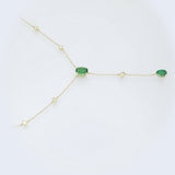 18KT Yellow Gold Oval and Pear Emerald Diamond Bezel Station Lariat Necklace video 