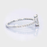 18KT White Gold Pie-Cut Emerald Diamond Pave Engagement Ring video profile 