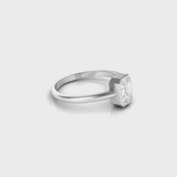18KT Gold Slim Baguette Illusion Emerald Diamond Bezel Engagement Ring