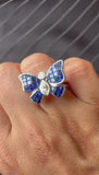 AR1330-Mystery Invisible set Blue sapphire &amp; diamonds on a butterfly ring