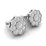 Gold Peace Stud Earrings Adorned with Diamonds for Women