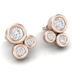 TE062 - Premium Unique Design Gold with Diamond Earrings