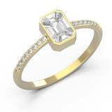 TR018 -	Diamond ring / 18k Emerald Cut Illusion Setting Diamond / Step cut mosaic Pie cut diamond