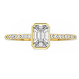 TR018 -	Diamond ring / 18k Emerald Cut Illusion Setting Diamond / Step cut mosaic Pie cut diamond