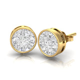 TER033 - Premium Bezel Set Round Diamond Illusion Studs Pizza Cut Earrings 