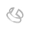 Minimalist Diamond Beaded Bar Wedding Band Ring