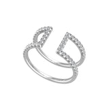Minimalist Diamond Beaded Bar Wedding Band Ring
