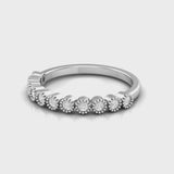 TR073 - Ring with 11 stone petite minimalist diamond beaded bar wedding band