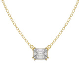 TNK011 - Stunning Emerald Cut Illusion Setting Diamond Pendant Necklace for Women