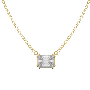 TNK011 - Stunning Emerald Cut Illusion Setting Diamond Pendant Necklace for Women