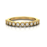 TR073 - Ring with 11 stone petite minimalist diamond beaded bar wedding band