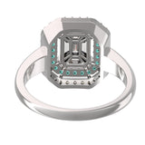 TR024 - Diamond RING- / Emerald Cut Illusion Setting Diamond / Step cut mosaic Pie cut diamond