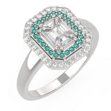 TR024 - Diamond RING- / Emerald Cut Illusion Setting Diamond / Step cut mosaic Pie cut diamond