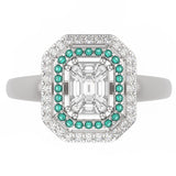 TR024 - Diamond RING- / Emerald Cut Illusion Setting Diamond / Step cut mosaic Pie cut diamond