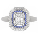 TR024 - Diamond RING- / Emerald Cut Illusion Setting Diamond / Step cut mosaic Pie cut diamond