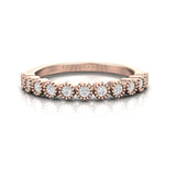 TR073 - Delicate Minimalist Wedding Band with 11 Diamond Beads
