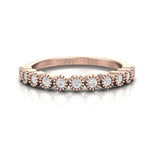 TR073 - Ring with 11 stone petite minimalist diamond beaded bar wedding band
