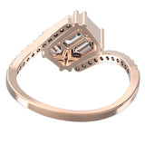 TR036-Piecut diamond ring/ Mirage emerald illusion wedding ring